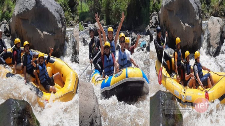 Anggota Persatuan Jurnalis Sampang saat melakukan olah raga arum jeram di Pujon Malang (Doc. Anaf/klikku)