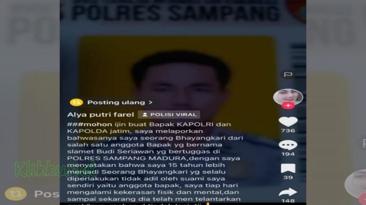 Screnshoot video dari akun Tikto @alyaputrifarel (Doc. Anaf/klikku)