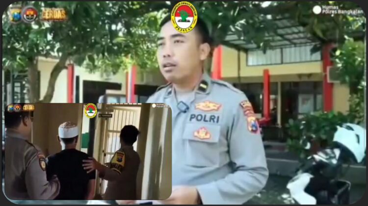 Foto : Salahsatu pelaku saat digelandang di Mapolsek Sukolilo Labang Bangkalan. Dok Anam Kepala Biro Bangkalan.