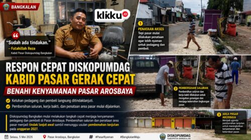 Dok Foto : Diskopumdag Bangkalan mulai melakukan langkah cepat menjaga kenyamanan pedagang dan pembeli di Pasar Arosbaya.
Pembersihan saluran dan penataan area pasar menjadi tindak lanjut awal sambil menunggu usulan pembenahan lanjutan pada anggaran 2027.