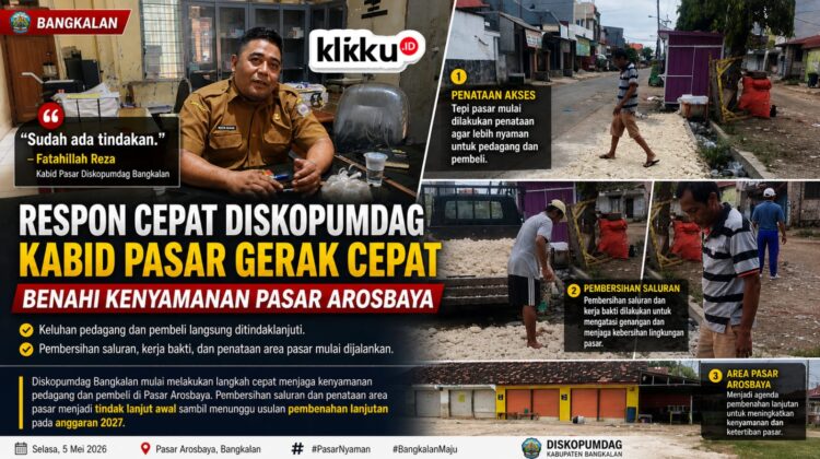 Dok Foto : Diskopumdag Bangkalan mulai melakukan langkah cepat menjaga kenyamanan pedagang dan pembeli di Pasar Arosbaya.
Pembersihan saluran dan penataan area pasar menjadi tindak lanjut awal sambil menunggu usulan pembenahan lanjutan pada anggaran 2027.