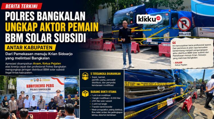 Dok foto : Apresiasi Kinerja Polres Bangkalan, Pejalan Nilai Pengungkapan Kasus Solar Subsidi Bongkar Jaringan Antar Kabupaten. gambar klikku.id Biro Bangkalan