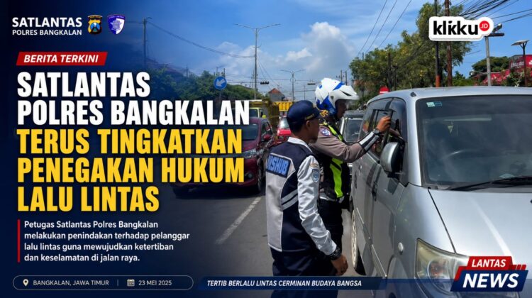Dok Foto : klikku.id Biro Anam. Satlantas Polres Bangkalan Sosialisasikan Mekanisme Pengurusan Tilang ETLE Pada Masyarakat.