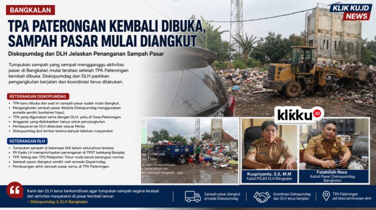 Dok foto gambar berita ist Anam Biro klikku.id Bangkalan. TPA Paterongan Kembali Dibuka, Sampah Pasar di Bangkalan Mulai Diangkut Setelah Sempat Menumpuk.